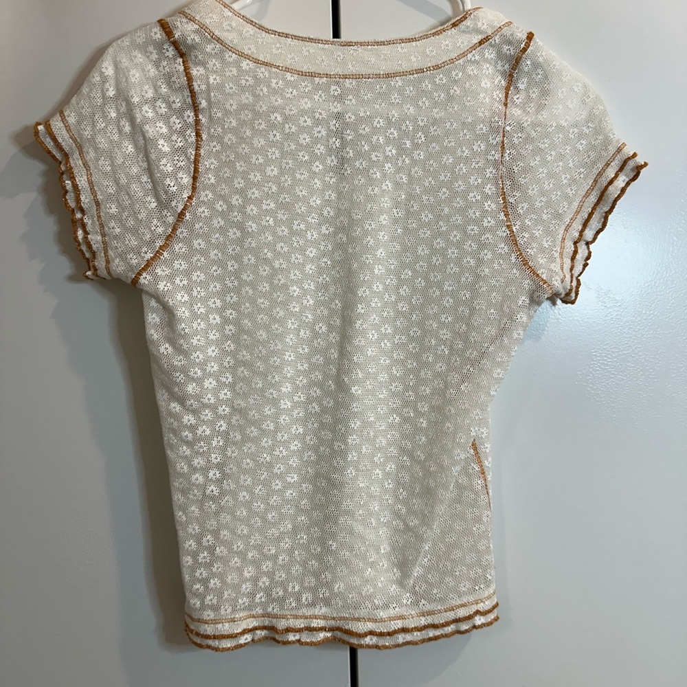 Madewell White and Brown Short Sleeve Top - Picture 2 of 2